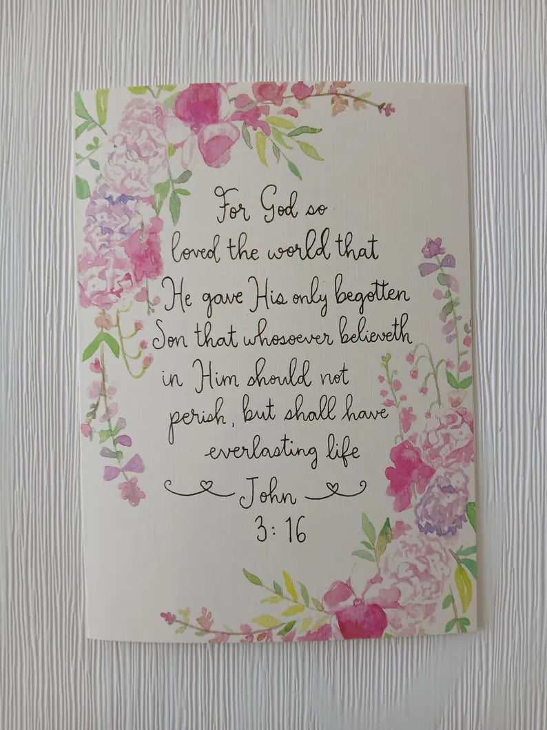 John 3:16 Watercolor Card Print