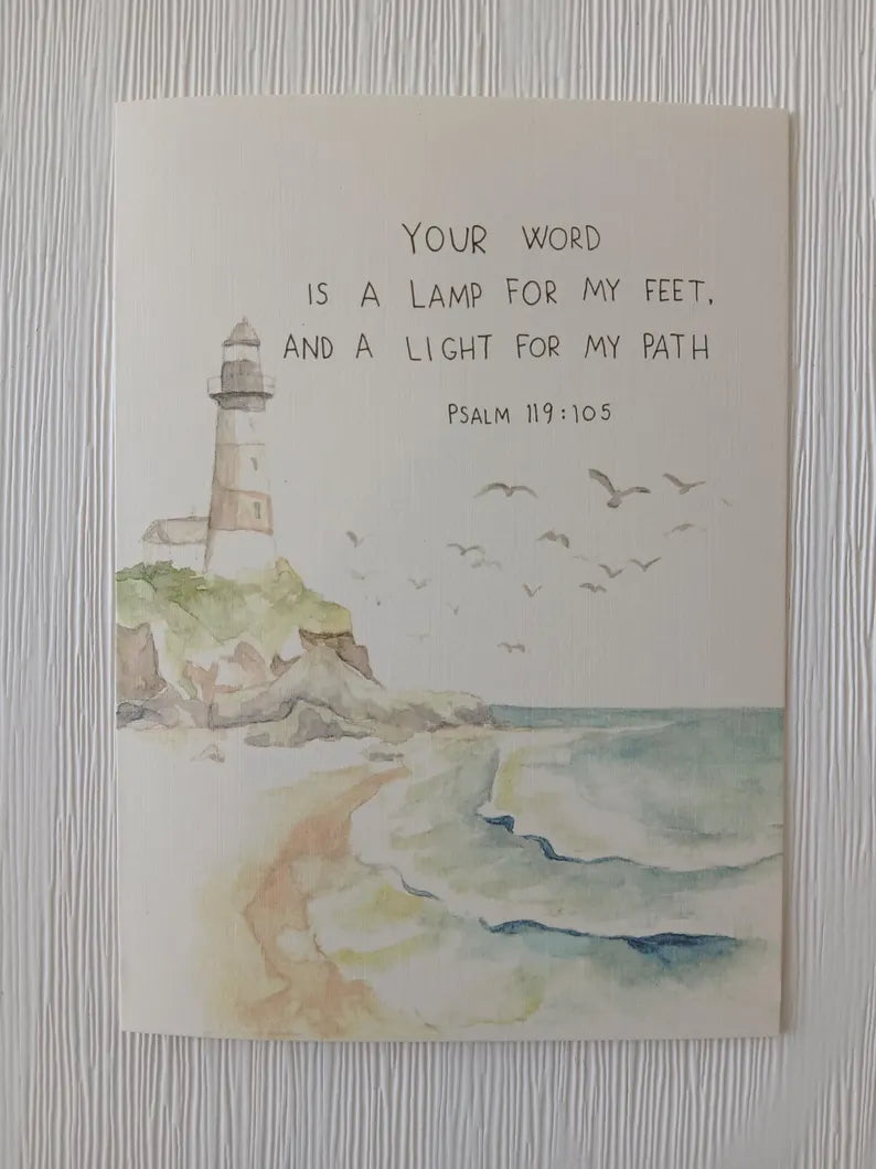 Lighthouse Watercolor Card Print