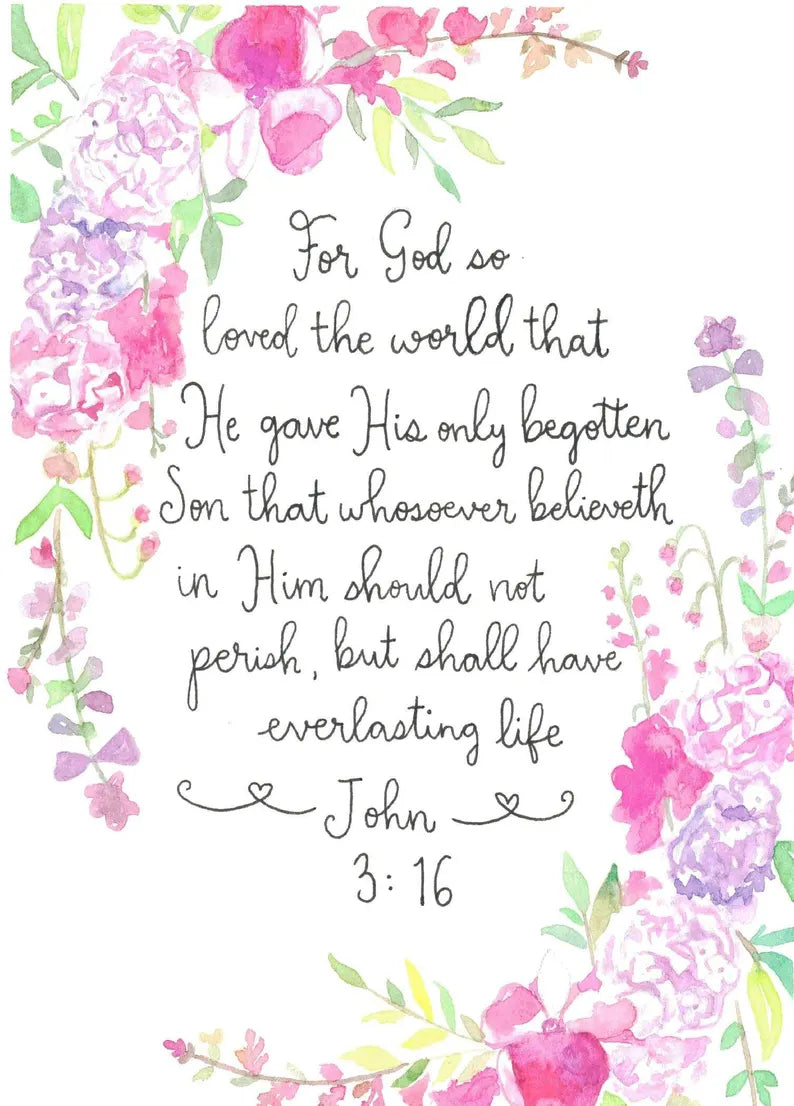 John 3:16 Watercolor Card Print
